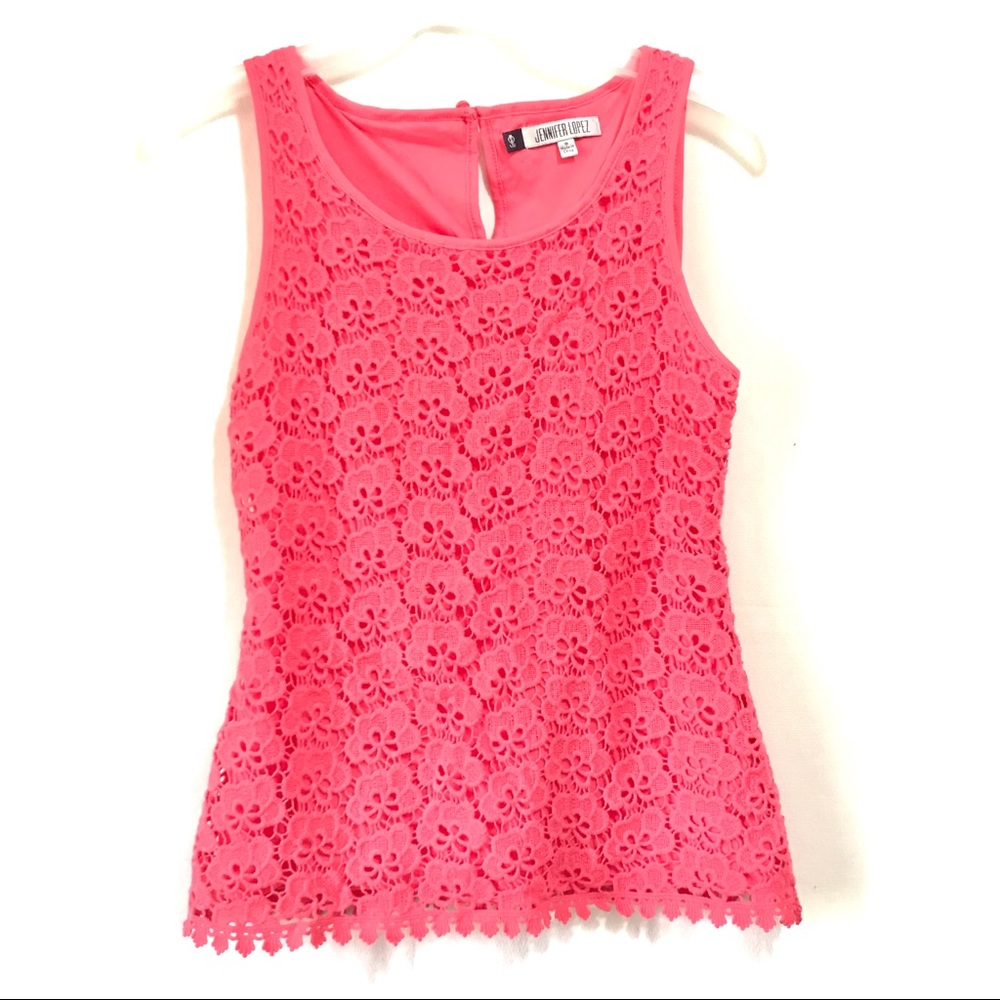 🍍3/$22 JENNIFER LOPEZ coral crochet tank blouse